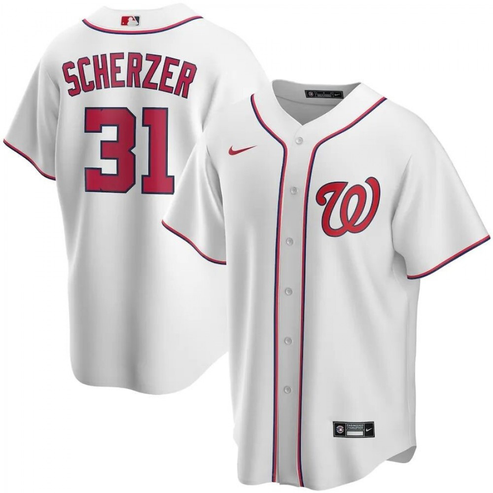 Men's Washington Nationals Max Scherzer #31 White Home 2020 Replic Jersey-Pro Kit Vault | Brand New 26/27 Sports Jerseys